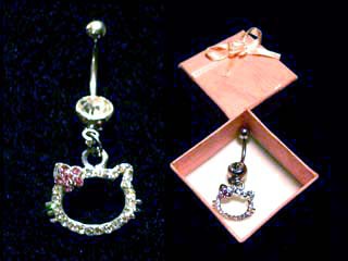 Piercing de Umbigo Corrente Hello Kitty branco